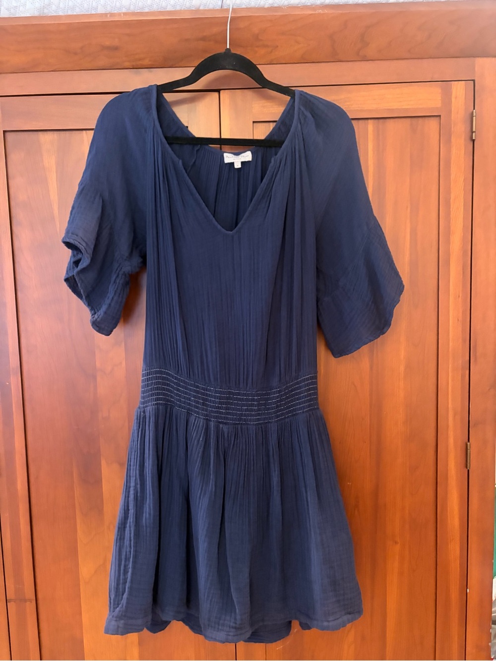 Michael Stars Women’s Navy V‑Neck gauze Short Sleeve Dress